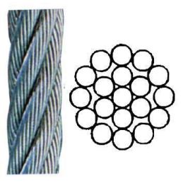 19 wire galvanized steel rope for stringers diam. 8 mm roll 100