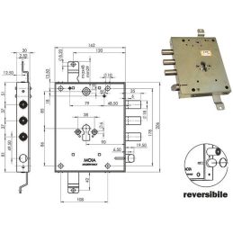Serratura per blindata cil.europeo MOIA RMGA654/373 (GARDESA)