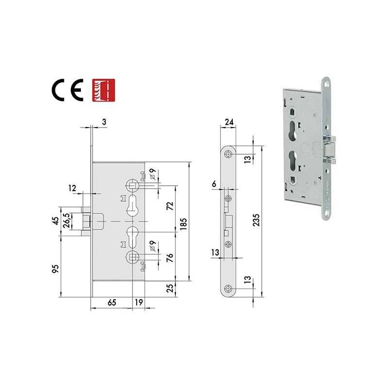 Cisa 43020 mortise lock for fire doors