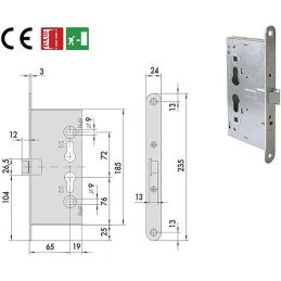 Serratura Cisa 43110.65 infilare per antipanico e tagliafuoco