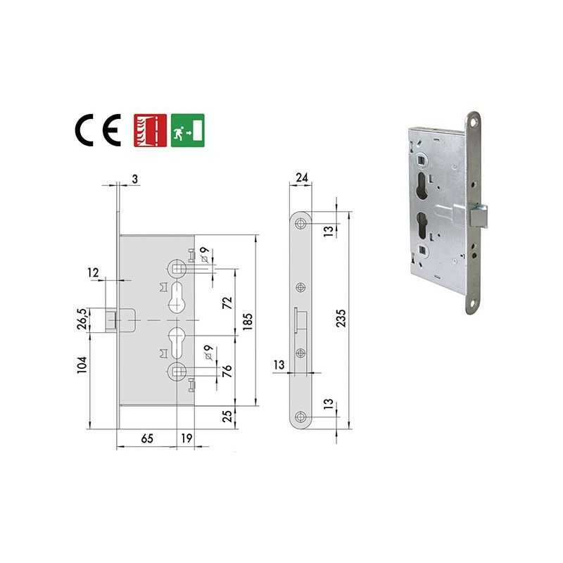 Serratura Cisa 43110.65 infilare per antipanico e tagliafuoco