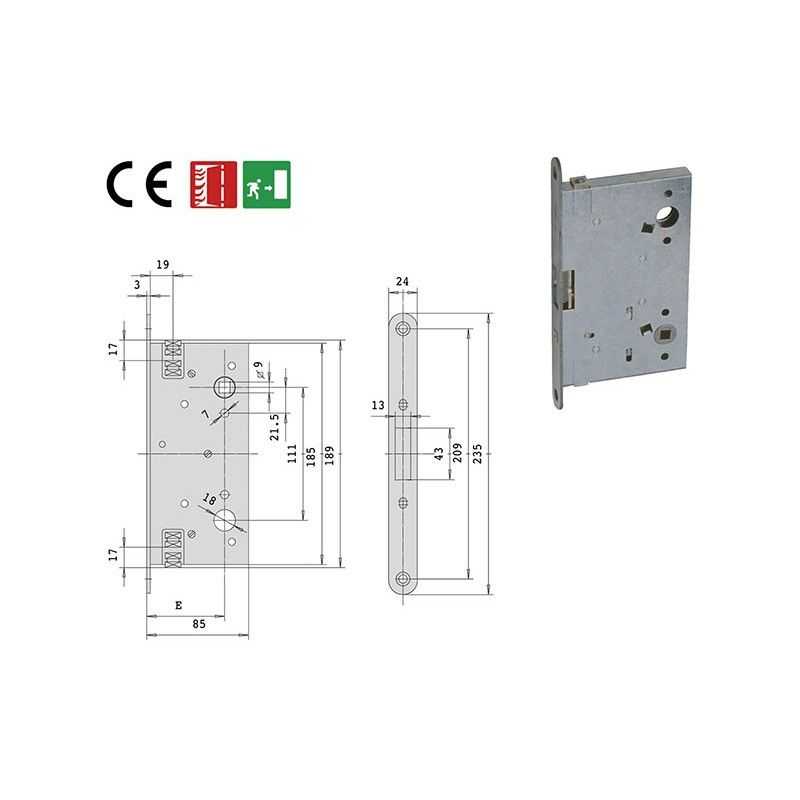 Serratura Cisa 43190.65 per antipanico e porte tagliafuoco