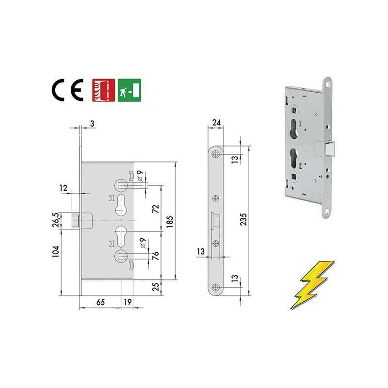 Serratura elettrica Cisa 13110.65 infilare per antipanico e