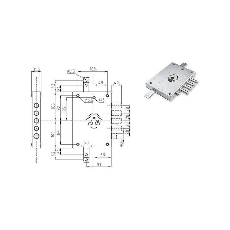 Armored door lock Atra NE42 Euro profile with gears