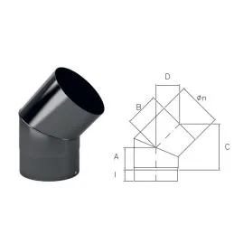 Curva a 45° DWC4 in Acciaio smaltato nero DESIGN WOOD per stufe