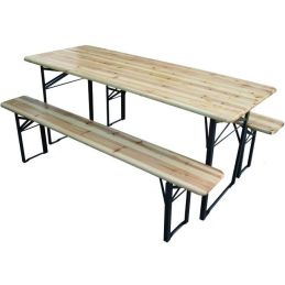 Set Birreria in legno Tavolo 180cm x 50cm + 2 Panche