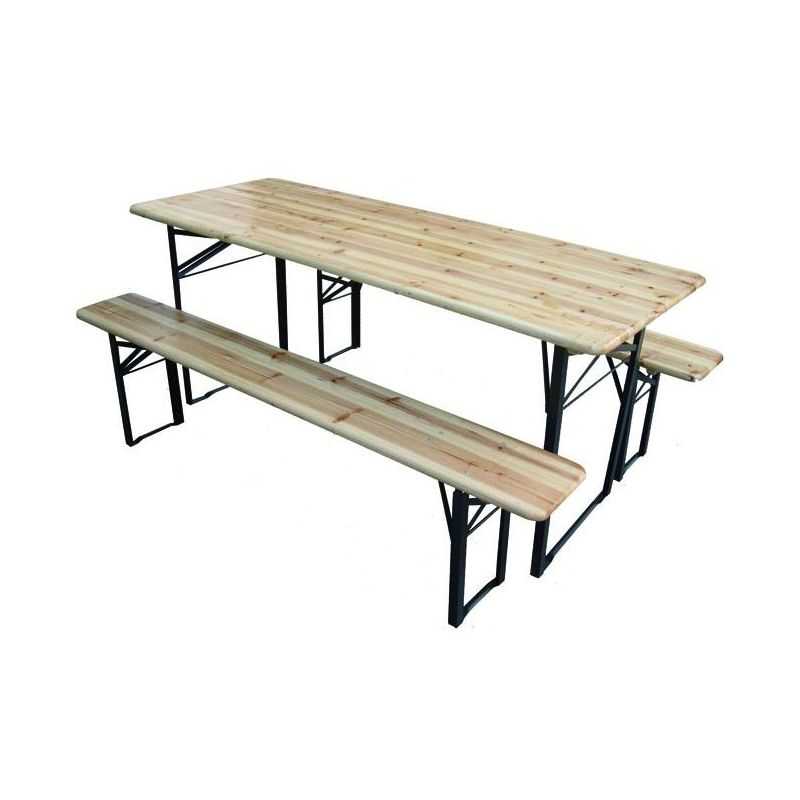 Set Birreria in legno Tavolo 180cm x 50cm + 2 Panche