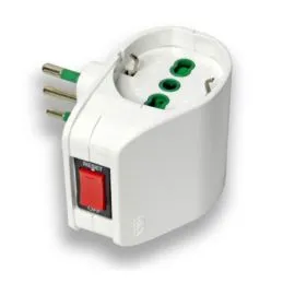 Adattatore 2P+T 10A 250V ingr.piccolo uscita Schuko / 16A