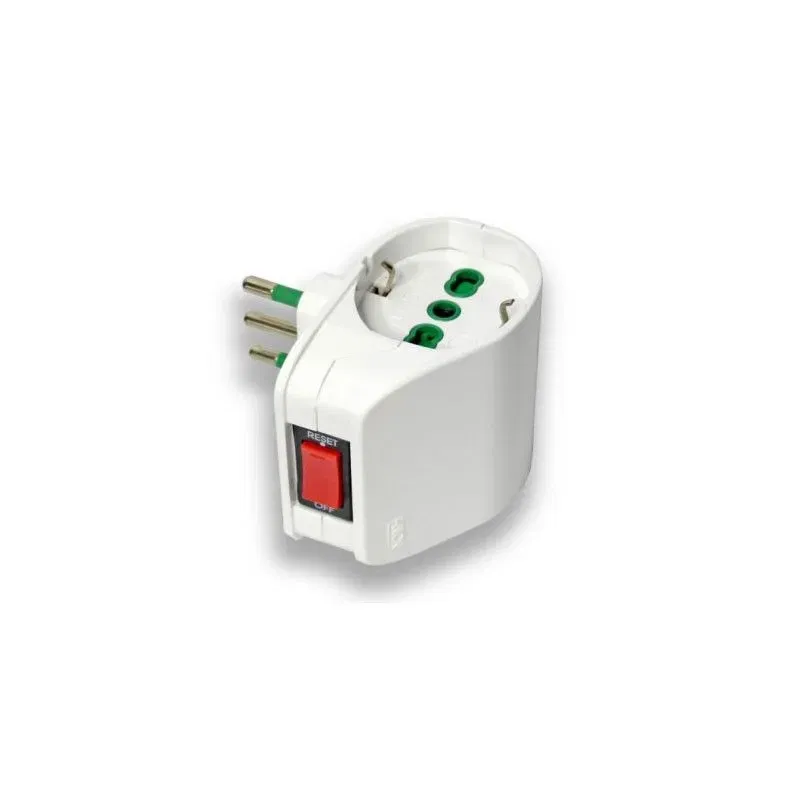 Adattatore 2P+T 10A 250V ingr.piccolo uscita Schuko / 16A