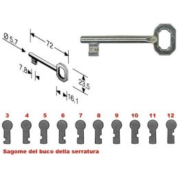 Chiave per serratura porta interna BONAITI Patent