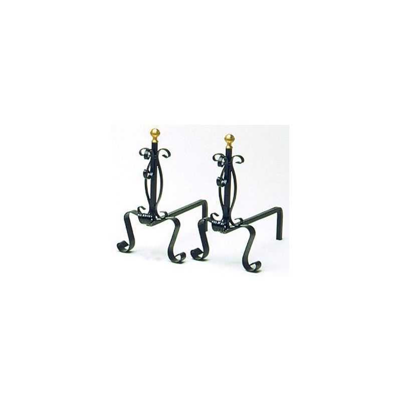 Pair of andirons in wrought iron 23X41X40H