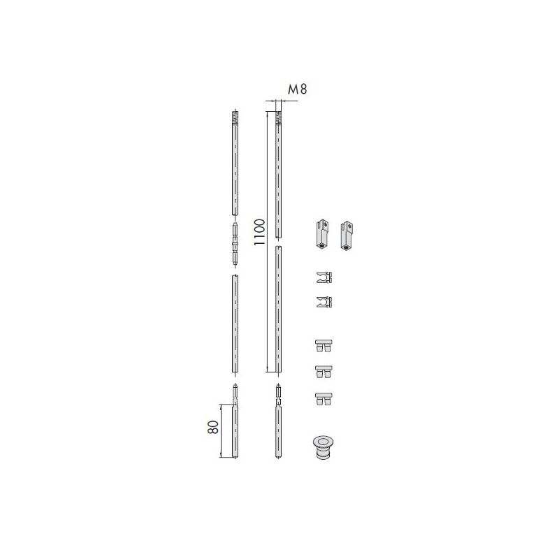 Cisa series screwed straight internal rods 06441.20.0