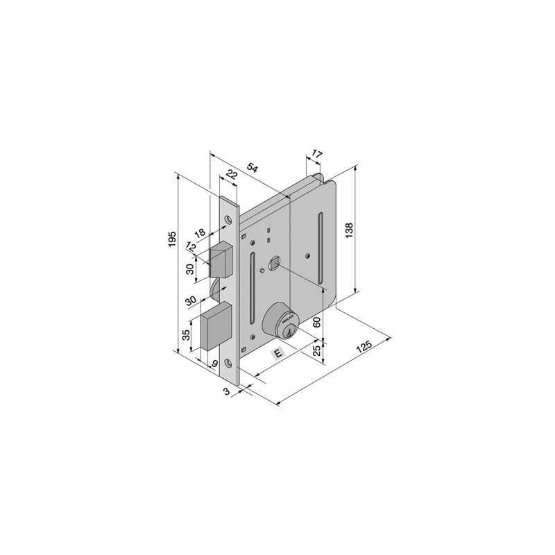 Mortise lock for gates WELKA 050 2 latch turns