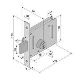 Mortise lock for gates WELKA 051 2 turns