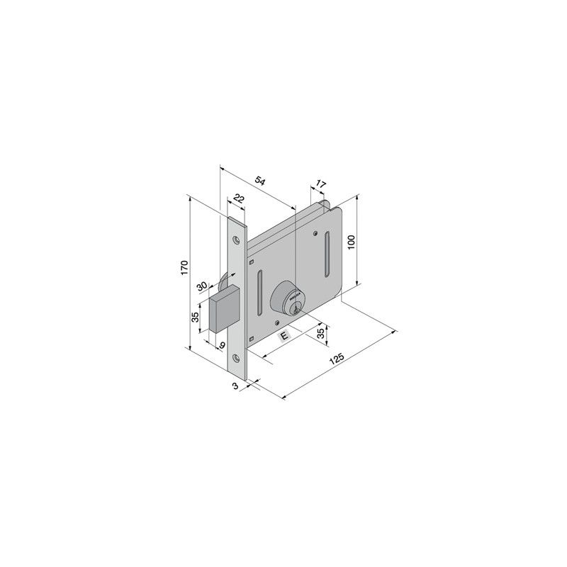 Mortise lock for gates WELKA 051 2 turns