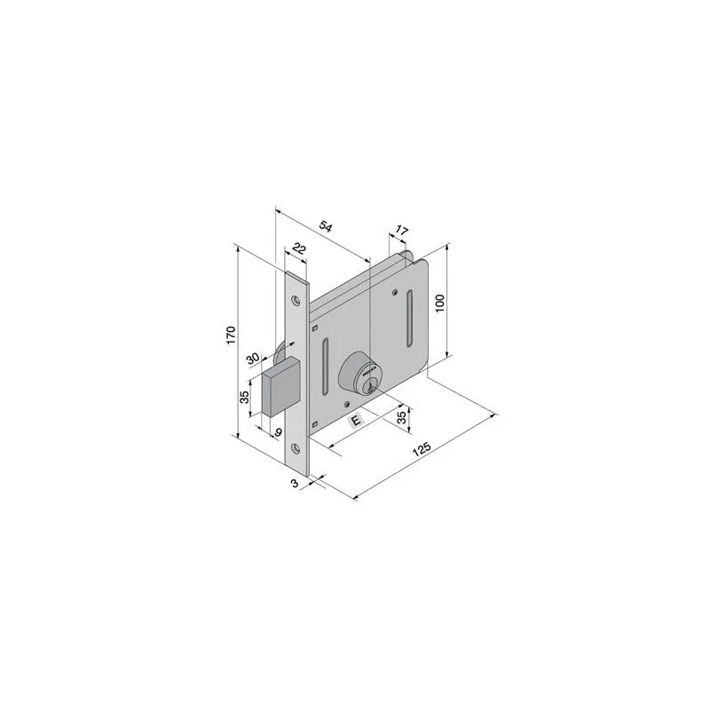 Mortise lock for gates WELKA 051 2 turns Mortise lock for gates WELKA 051 2 turns