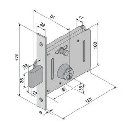 Mortise lock for gates WELKA 053