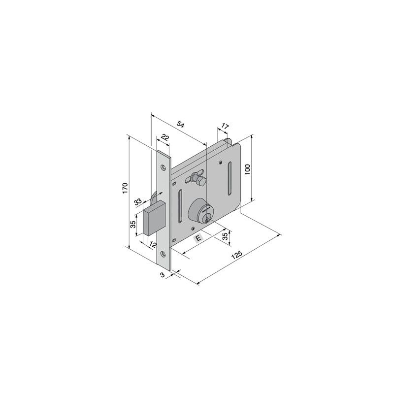 Mortise lock for gates WELKA 053