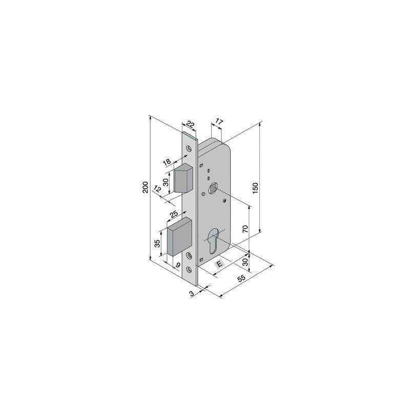 Mortise lock for gates WELKA 061 wheelie 2 latch latches