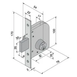 Mortise lock for gates WELKA 062 wheelie 2 throws