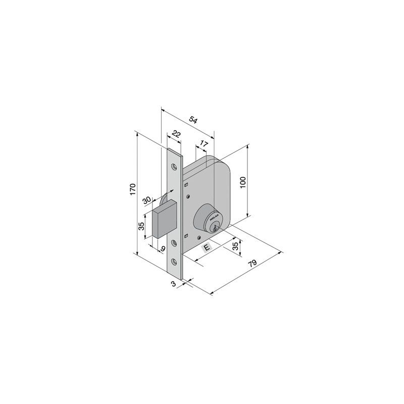 Mortise lock for gates WELKA 062 wheelie 2 throws