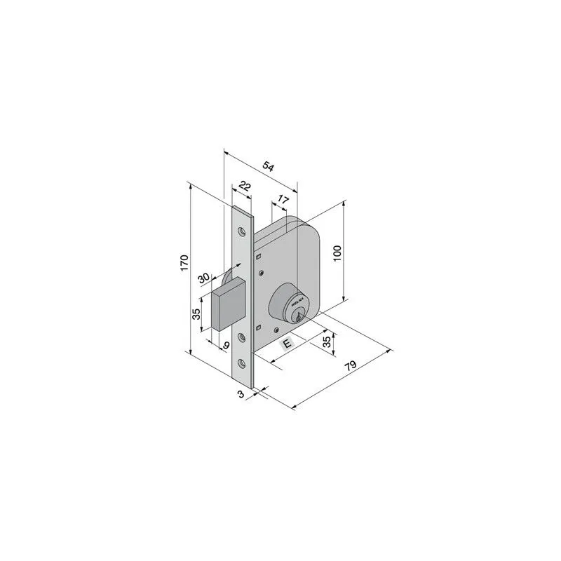 Mortise lock for gates WELKA 062 wheelie 2 throws Mortise lock for gates WELKA 062 wheelie 2 throws