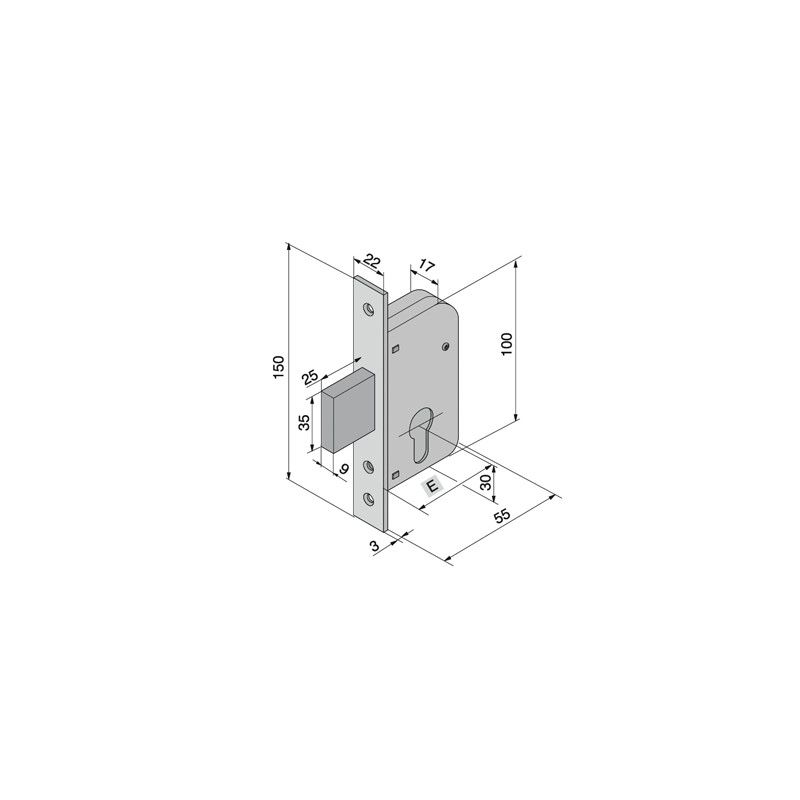 Mortise lock for gates WELKA 063