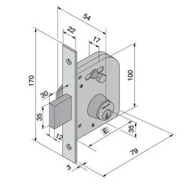 Mortise lock for gates WELKA 065