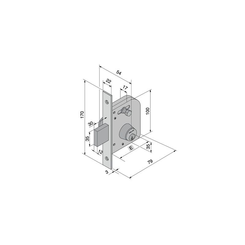 Mortise lock for gates WELKA 065