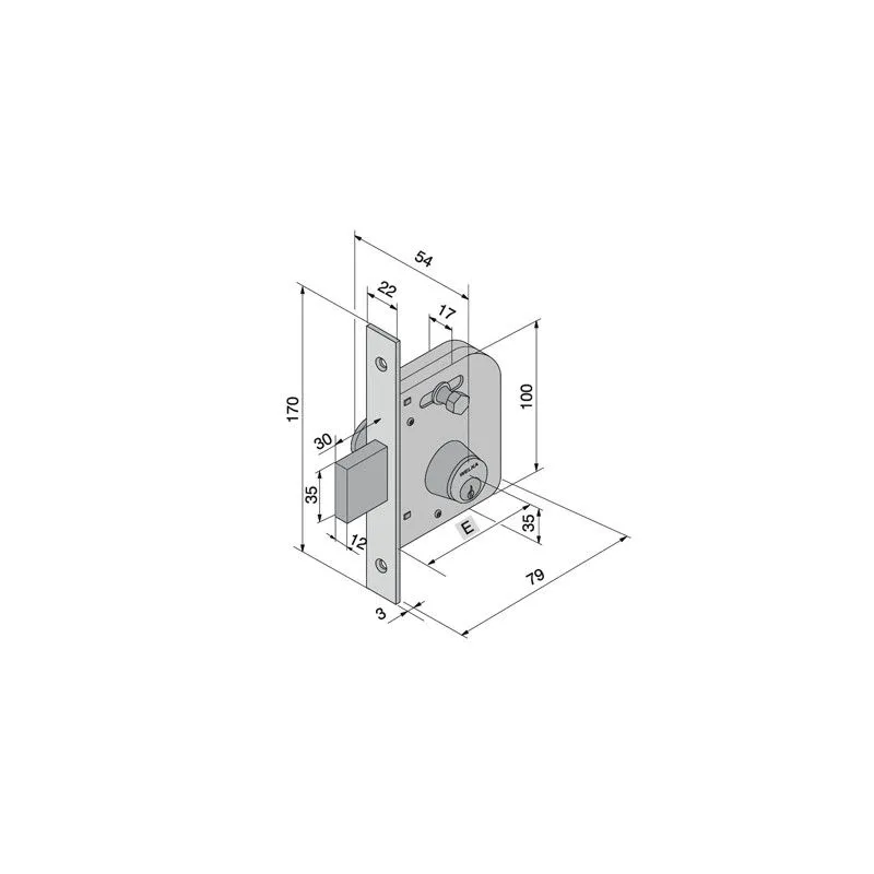 Mortise lock for gates WELKA 065 Mortise lock for gates WELKA 065