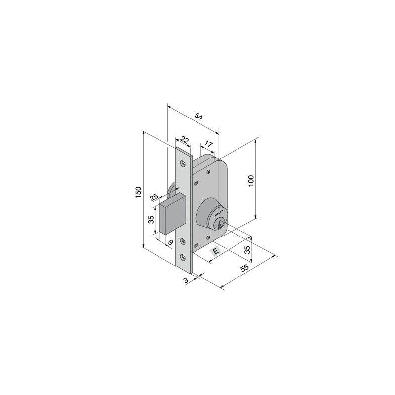 Mortise lock for WELKA 066 gates