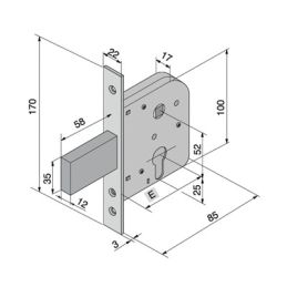 Mortise lock for WELKA 070 gates