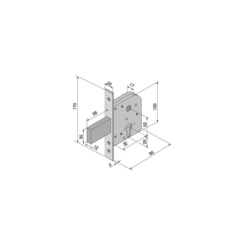 Mortise lock for WELKA 070 gates