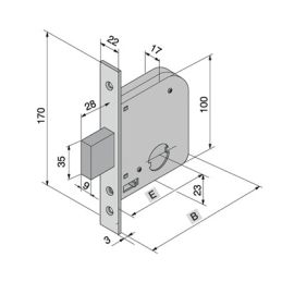 Mortise lock for gates WELKA 071