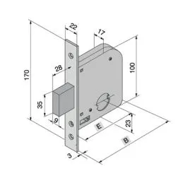 Mortise lock for gates WELKA 071
