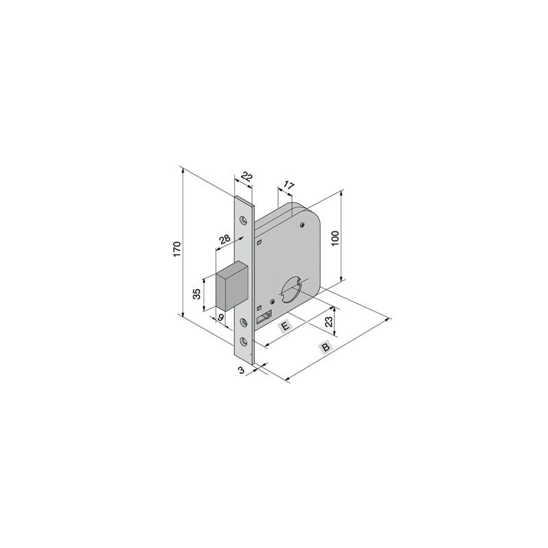 Mortise lock for gates WELKA 071