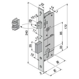 Serratura infilare per montante WELKA 101 scrocco