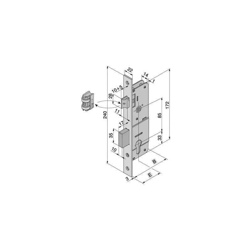 Mortise lock for WELKA 101 latch bolt Mortise lock for WELKA 101 latch bolt