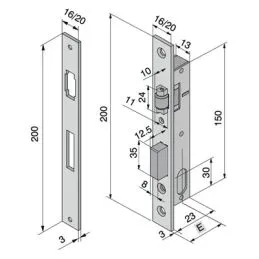 Mortise lock for upright WELKA 110 roller