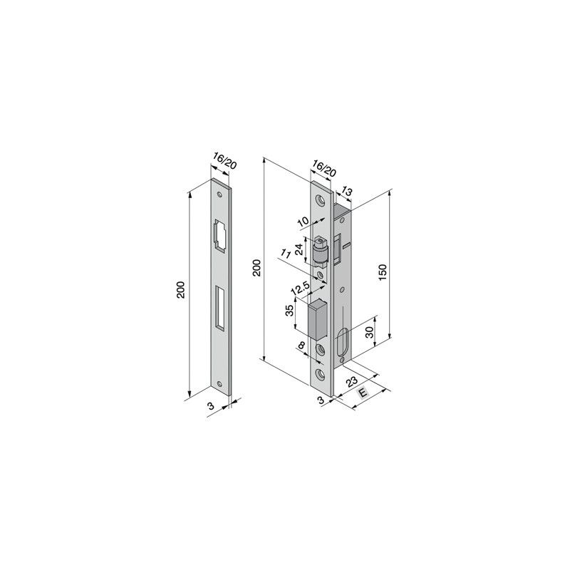 Mortise lock for upright WELKA 110 roller