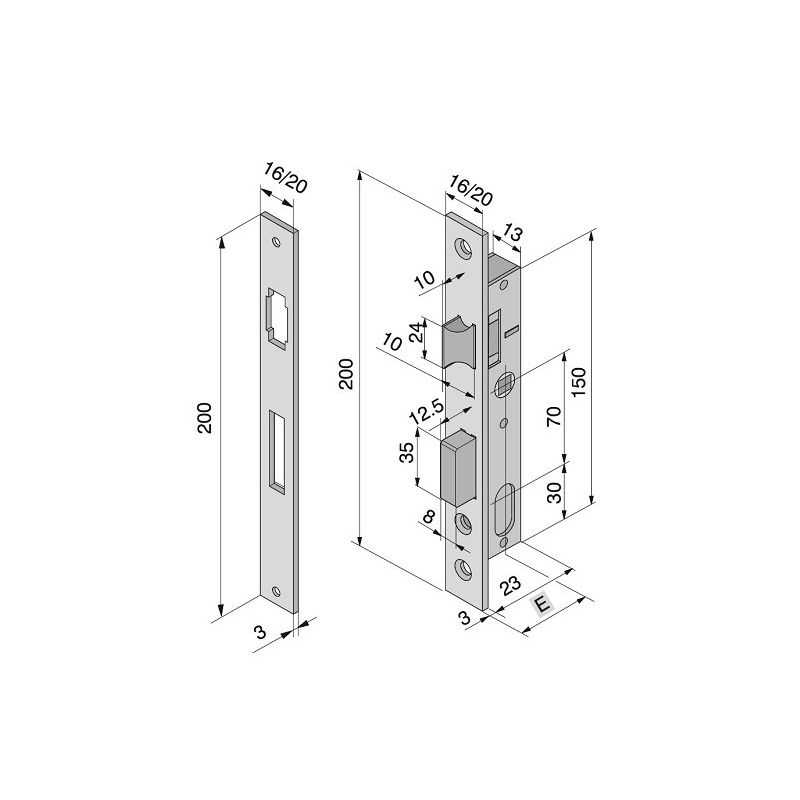 Mortise lock for WELKA 111 latch bolt