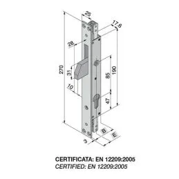 Mortise lock for triple WELKA 085.19 riser