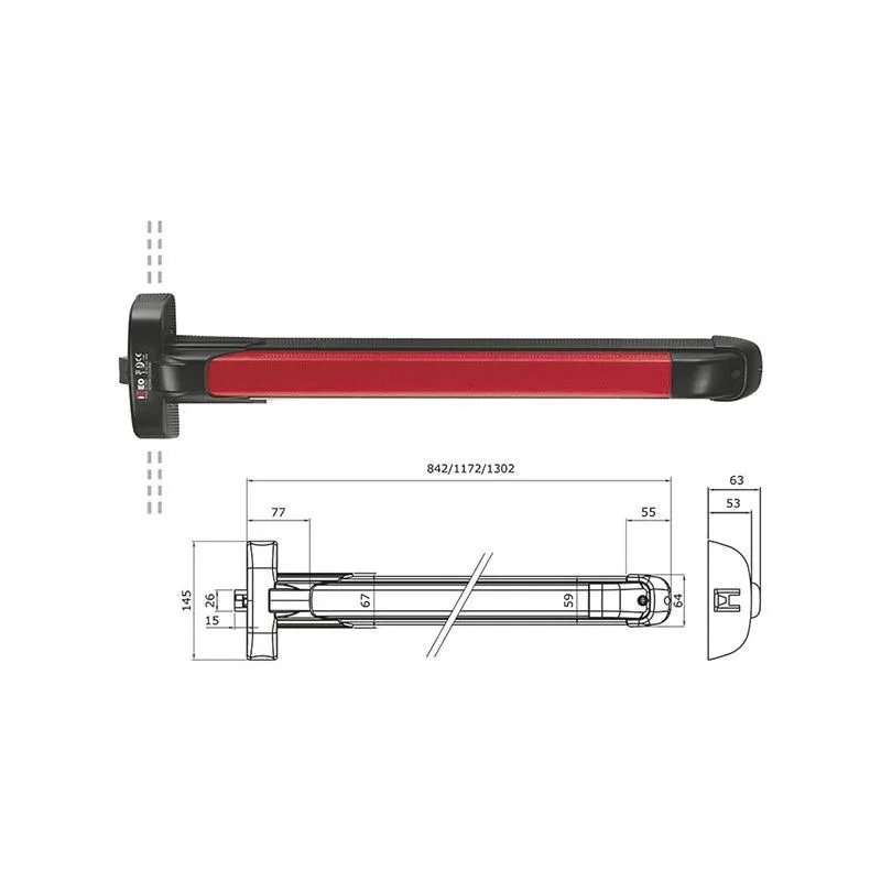 Maniglione antipanico ISEO Push modulare 1165mm 942411758T Maniglione antipanico ISEO Push modulare 1165mm 942411758T