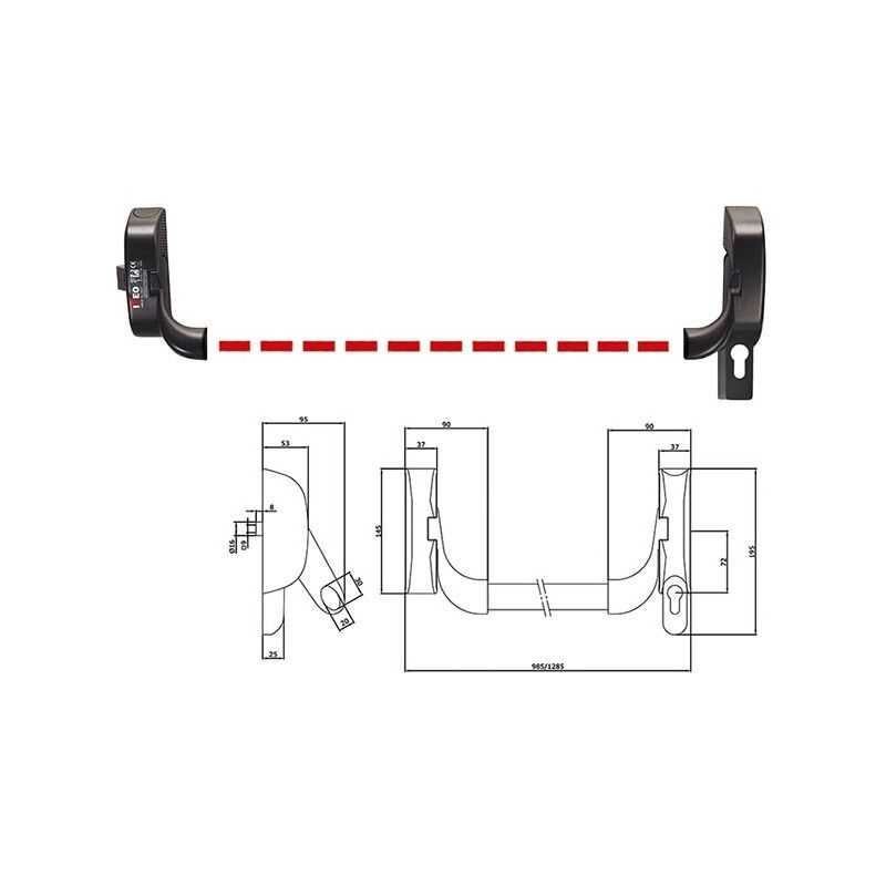 Panic exit device for fire doors ISEO Mortise base 94C