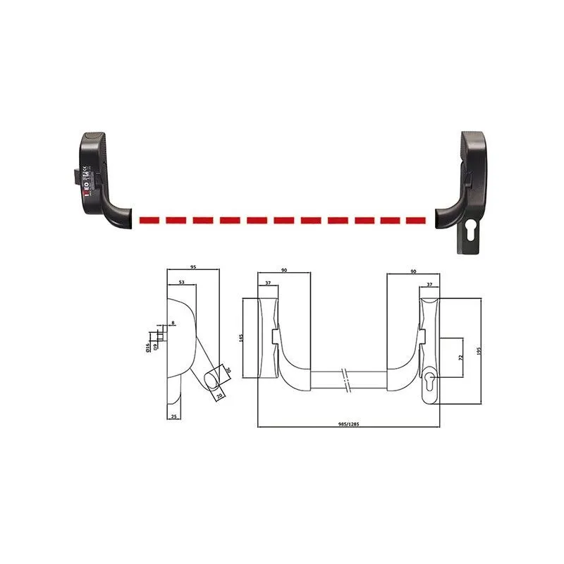 Panic exit device for fire doors ISEO Mortise base 94C Panic exit device for fire doors ISEO Mortise base 94C