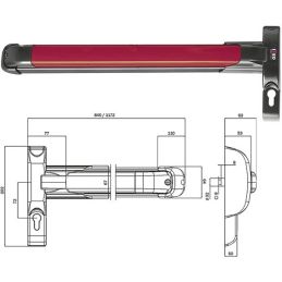 Panic exit device for fire doors ISEO Push Infilare 94F