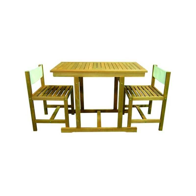 Garden Set Table 2 Chairs in Wood - PRIAMO