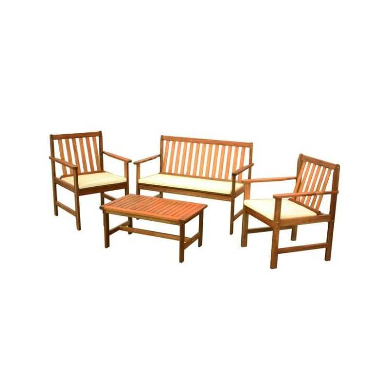 Garden Set Table + sofa + 2 wooden chairs - ENEA