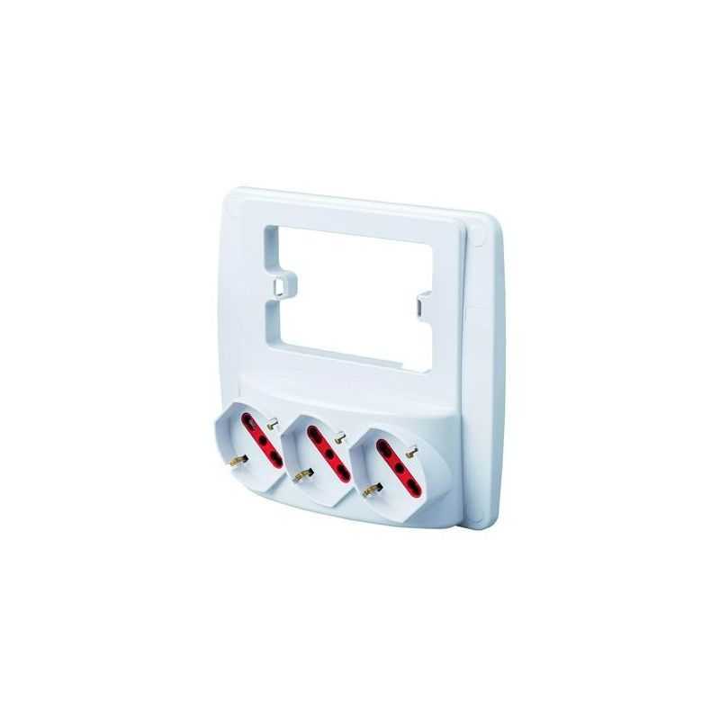 Wall power strip EMILIA Schuko 3 places wired