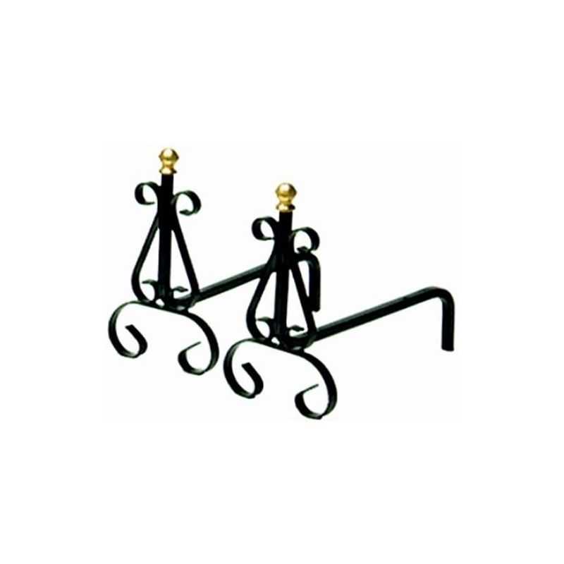 Pair of andirons in wrought iron 17x31x30H